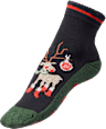 ABS Socken XMAS mit Rentier-Motiv, schwarz & grün, Gr. 35-38 Fascino