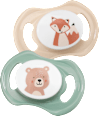 Schnuller Silikon symmetrisch, beige/grün, Gr.3, ab 16 Monate babylove