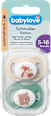 Schnuller Silikon symmetrisch, beige/grün, Gr.2, 5-18 Monate babylove