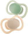 Schnuller Air Silikon anatomisch, braun/grün, Gr.1, 0-6 Monate babylove