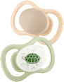 Schnuller Air Silikon anatomisch, braun/grün, Gr.2, 5-18 Monate babylove