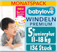 Windeln Premium Gr. 5+ Juniorplus (11-18 kg) Monatspack babylove