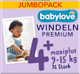 Premium pelene jumbo maxiplus vel. 4+ (9-15 kg) babylove