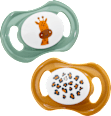 Schnuller Silikon symmetrisch, ocker/mint, 0-6 Monate babylove