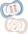 Schnuller für Neugeborene Silikon symmetrisch, blau/creme, 0-2 Monate babylove