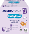 Plienky Premium - veľ. 4+ maxiplus (9-15 kg) Jumbo Pack babylove