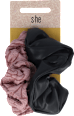 Scrunchi-Set rosa und schwarz in Lederoptik s-he stylecollection