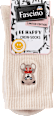 Crew Socken mit Teddy-Stickerei beige Gr. 39-42 Fascino
