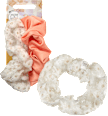Scrunchies Spitze, weiß/koralle Langhaarmädchen
