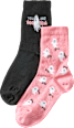 Crew Socken mit Geister-Motiv rosa + schwarz Gr. 39-42 Fascino