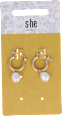 Creolen Ohrstecker Gold-Optik mit Perlen SHE