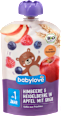 Bio gyümölcspüré málna és fekete áfonya almában, búzadarával, 1 éves kortól  babylove