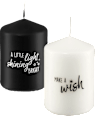 Stumpenkerze mit Spruch 100/68 schwarz/weiß Profissimo