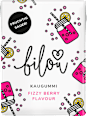Kaugummi, Fizzy Berry Flavour, zuckerfrei (10 Stück) bilou