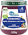 Abendbrei Apfel, Blaubeere mit Hafer, ab dem 6.Monat  Freche Freunde