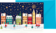 Grußkarte Adventskalender Teelicht Stadt, Silberedition CACTUS