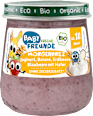 Morgenbrei Joghurt, Banane, Erdbeere, Blaubeere mit Hafer Freche Freunde