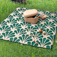 Picknickdecke, florales Design, grün/beige (140x140 cm) keine Marke
