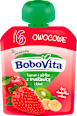 Mus banan i jabłko z truskawką i kiwi po 6 miesiącu  Bobovita