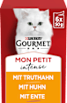 Nassfutter Katze mit Geflügel, Mon Petit intense, Multipack (6x50 g) Purina Gourmet