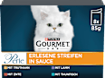 Nassfutter Katze, Truthahn, Ente, Lamm, Thunfisch, Perle - erlesene Streifen in Sauce, Multipack (8x85  g) Purina Gourmet