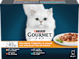 Nassfutter Katze, Truthahn, Ente, Lamm, Thunfisch, Perle - erlesene Streifen in Sauce, Multipack (8x85  g) Purina Gourmet