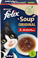 Nassfutter Katze mit Rind, Huhn & Lamm, Soup Original Multipack (6x48 g) Felix