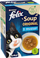 Nassfutter Katze mit Kabeljau, Thunfisch, Scholle, Soup Original, Multipack (6x48g) Felix