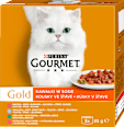 Gold konzervy pro kočky kachna, pstruh, králík, telecí ve šťávě 8x85g PURINA GOURMET