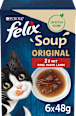 Nassfutter Katze mit Rind, Huhn & Lamm, Soup Original Multipack (6x48 g) Felix