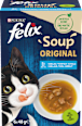 Nassfutter Katze mit Kabeljau, Thunfisch, Scholle, Soup Original, Multipack (6x48g) Felix