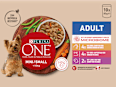 Nassfutter Hund mit Huhn, Rind, Truthahn & Lamm, Mini für kleine Rassen, Multipack (10x85 g) PURINA ONE