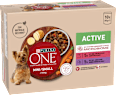 Nassfutter Hund mit Rind & Ente, MINI Active für kleine Rassen, Multipack (10x85 g) PURINA ONE