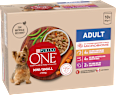 Nassfutter Hund mit Huhn, Rind, Truthahn & Lamm, Mini für kleine Rassen, Multipack (10x85 g) PURINA ONE