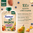 BIO příkrm v sáčku Smícháček banán, hruška, dýně, batáty a borůvky Sunar