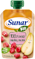 BIO příkrm v sáčku 100% ovoce hruška, malina Sunar
