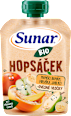 BIO ovocná kapsička Hopsáček mango, banán, hruška a ovsené vločky Sunar