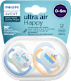 Schnuller ultra air happy Silikon, blau/gelb, 0-6 Monate PHILIPS AVENT