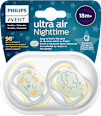 Schnuller ultra air Nighttime Silikon, gelb/grau,  ab 18 Monaten PHILIPS AVENT