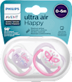 Schnuller ultra air happy Silikon, rosa/lila, 0-6 Monate PHILIPS AVENT