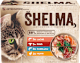 Nassfutter Katze mit Lachs, Rind, Kabeljau & Huhn, Multipack (12x85 g) Shelma