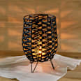 Windlicht, Kunststoffgeflecht schwarz (25,5 cm) Dekorieren & Einrichten