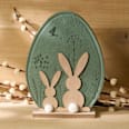 Filzaufsteller, Ei, Holzhasen, natur/grün Dekorieren & Einrichten