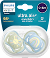 Schnuller ultra air Silikon, blau/grün, 0-6 Monate PHILIPS AVENT