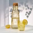 Glaskaraffe mit Schliff & Korkdeckel, gelb Dekorieren & Einrichten