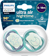Schnuller ultra air Nighttime, grau/grün, 6-18 Monate  PHILIPS AVENT