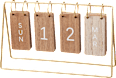 Tischkalender aus Metall/Holz, gold (24x6x14cm) keine Marke