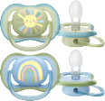 Schnuller ultra air Silikon, blau/grün, 0-6 Monate PHILIPS AVENT