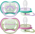Schnuller ultra air Nighttime, grün/rosa,  0-6 Monate  PHILIPS AVENT