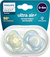Silikonski dudi Ultra Air, 0-6m, zelena in modra PHILIPS AVENT